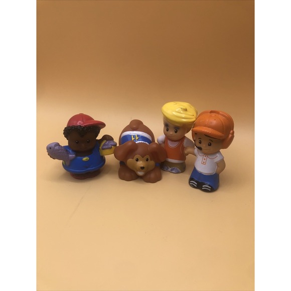 Lot 4 Fisher Price Little People Fisherman Michael, Eddie, Koby, Soccer Dog - Picture 1 of 6